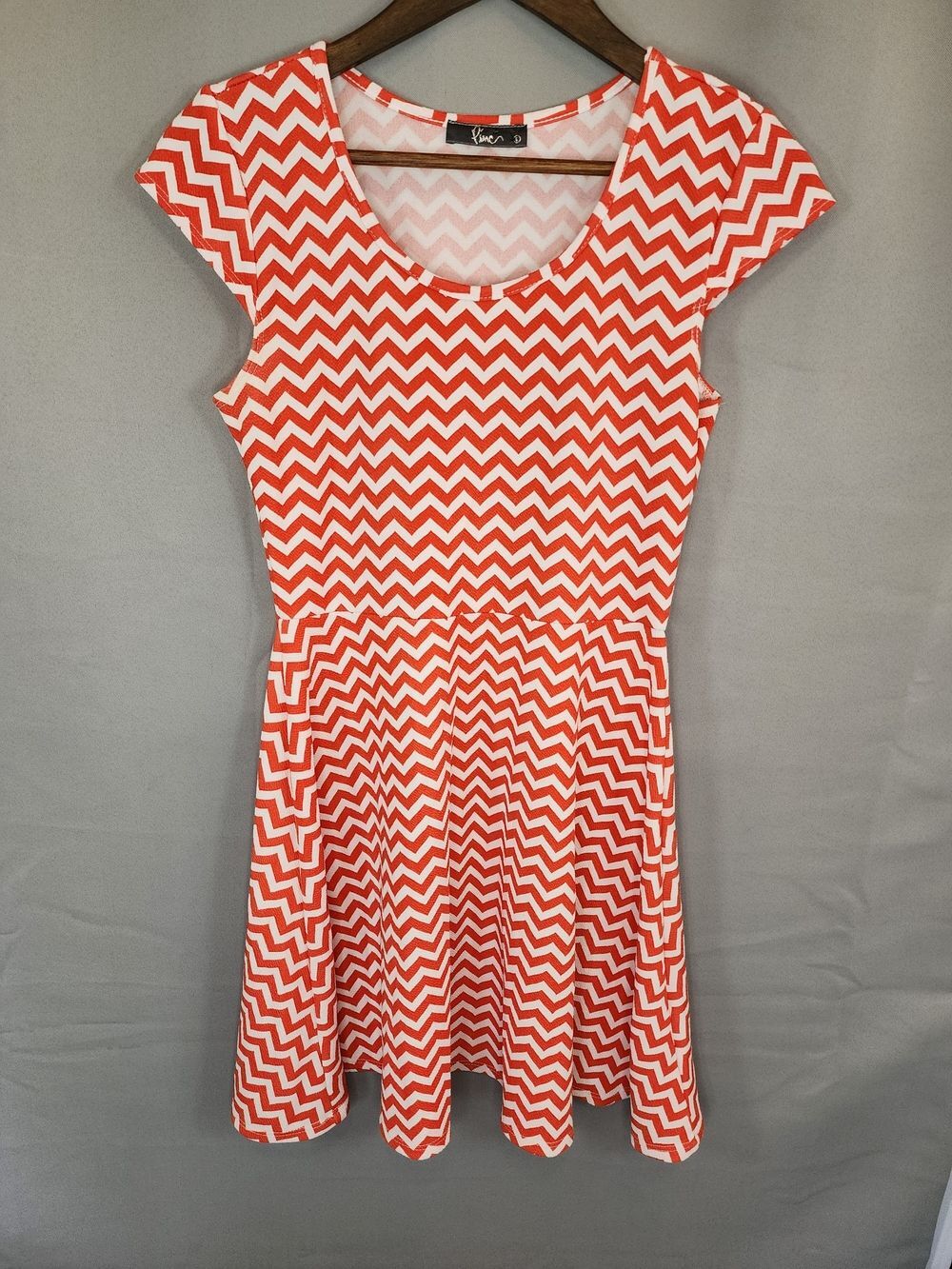 Pinc Red & White Chevron Fit-and-Flare Mini Dress